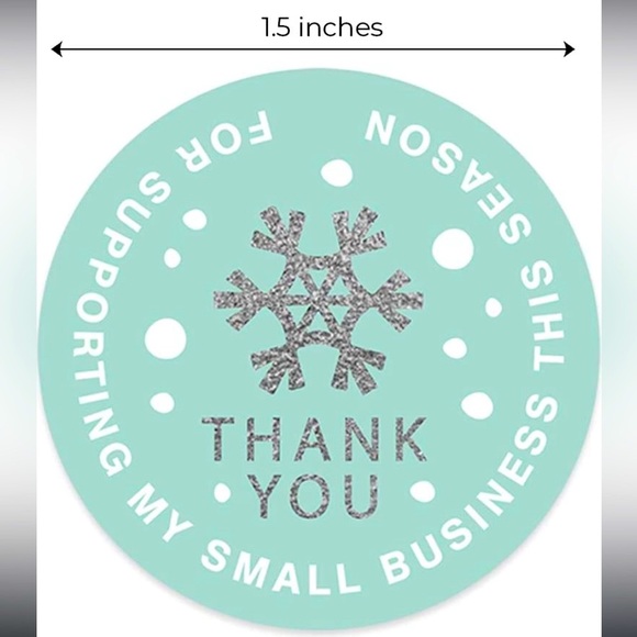 Other - 50 stickers- Mint Snowflake Holiday  Stickers - 1.5  inch